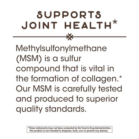 Nature's Way - Nature’s Way MSM 1000 mg – Suplemento para Saúde das Articulações – Com Metilsulfonilmetano – Livre de Glúten – 60 Cápsulas