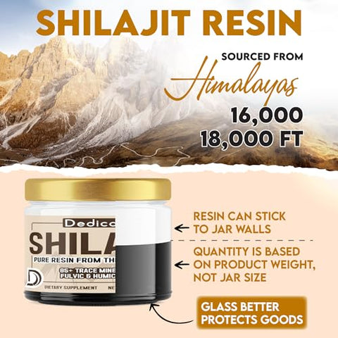 DEDICAD - Shilajit Puro do Himalaia Orgânico Resina 2 Pacotes 20g – Autêntico Fulvic e Ácido Húmico Natural