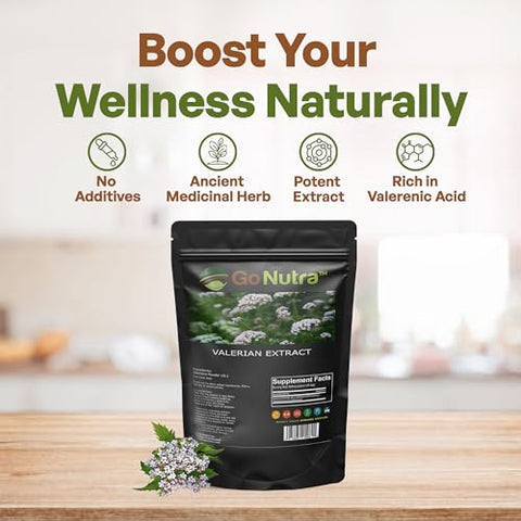 Extrato de Raiz de Valeriana em Pó 10:1 Extra Forte 227 g. Extrato de Valeriana Suplemento Herbal - Go Nutra
