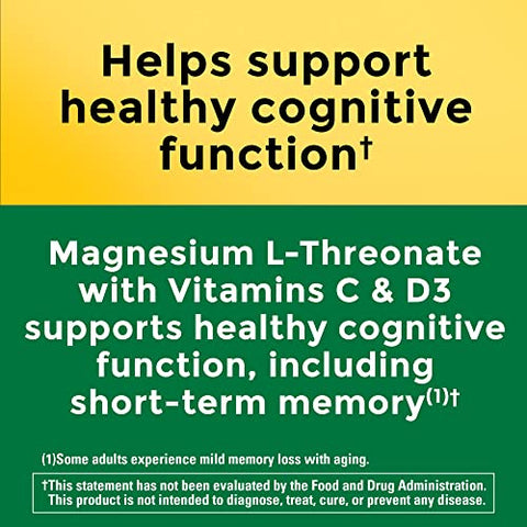 Magnésio L-Treonato com Vitamina C – Suplemento para Memória e Concentração - Nature Made