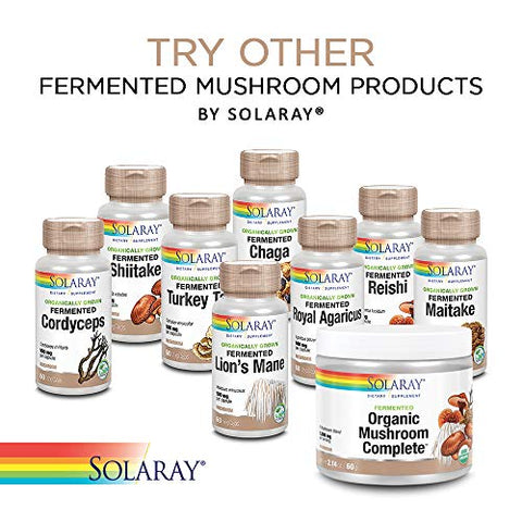 SOLARAY - Solaray Complexo Imune de Cogumelos Fermentados Cultivados Organicamente 600 mg | Suporte para uma Função Imune Saudável | 100 VegCaps
