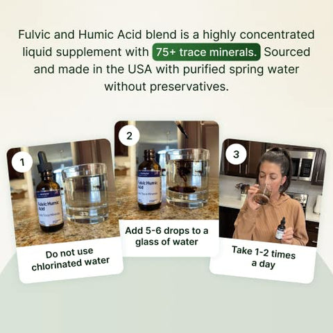 AgeImmune - Fulvic Humic Acid Ionic Trace Minerals with Electrolytes – Suplemento Líquido de Minerais Traços Iônicos Derivados de Plantas. Gotas Minerais com 75 Traços para Energia e Hidratação. Até 8 Meses