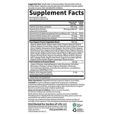 Vitamina E – Suplemento de Vitamina E Raw Vitamin Code com Vitaminas A, D | 60 cápsulas | 100% natural - Garden of Life