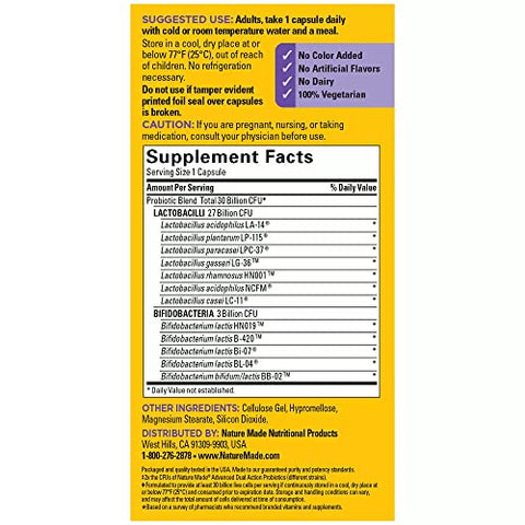 Ultra Strength 12 Strain Digestive Probiotics – 25 Cápsulas – Fórmula Avançada para Saúde Digestiva – Homens e Mulheres – Suplemento Probiótico de Alta Potência - Nature Made