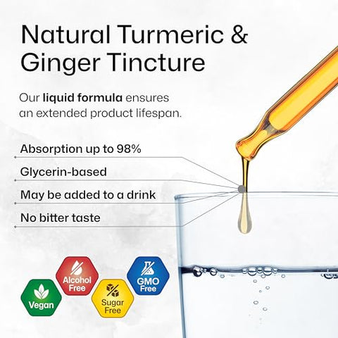 BIO KRAUTER - Tintura de Cúrcuma e Gengibre – Suporte Imunológico com Curcumina – Gotas Veganas – Fórmula com Pimenta Preta – 118 ml