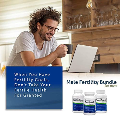 FertilAid for Men, MotilityBoost e Countboost Combo | Suplementos de Fertilidade para Homens | Suplemento de Fertilidade Masculina com Vitamina de Concepção e Suporte à Fertilidade - Fairhaven Health