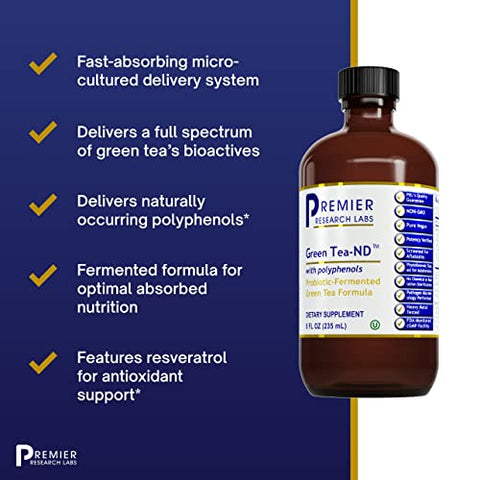 Green Tea-ND – Extrato Líquido de Chá Verde com Fórmula de Suplemento Fermentado – Probiótico Digestivo Herbal com Fórmula Vegana* – 240 ml - Premier Research Labs