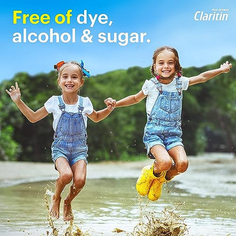 Crianças 24 Horas Medicamento para Alergia para Crianças, Alívio de Alergia sem Sonolência, Antihistamínico Loratadina, Xarope com Sabor de Uva, 240 ml - Claritin