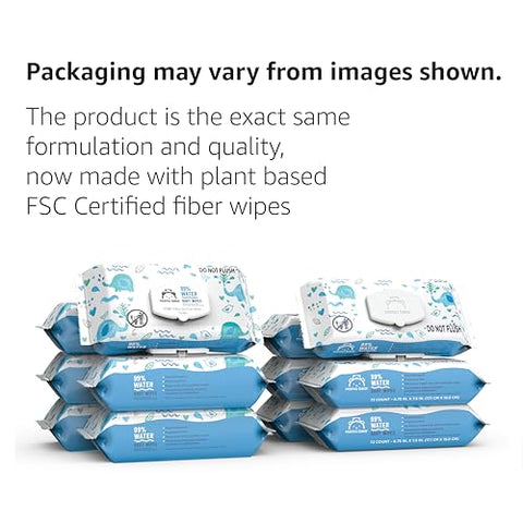 Amazon Brand – Mama Bear Lenços Umedecidos à Base de Água 99%%, Hipoalergênicos para Pele Sensível, Sem Fragrância, 432 Unidades (6 Pacotes de 72)