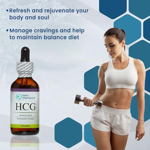 HelloPharmacist - |hCG|₂ Fórmula Livre de Álcool – Gotas Homeopáticas para Reset Metabólico – 60 ml – Fórmula Exclusiva – Agora com Água Purificada