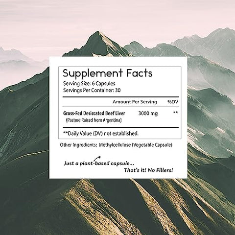 Thomas' all-natural Remedies - Thomas’ Remédios Naturais: Cápsulas de Fígado Bovino Desidratado, 3000mg para Energia, Imunidade e Suporte Hepático, Criados em Pasto na Argentina, Livres de Transgênicos