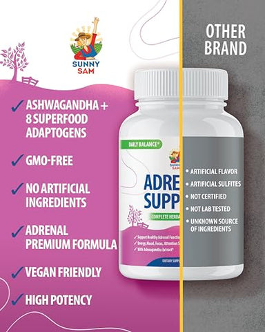 Suporte para a Glândula Adrenal para Gerenciamento do Cortisol – Energia, Tensão e Regulação - SUNNY SAM