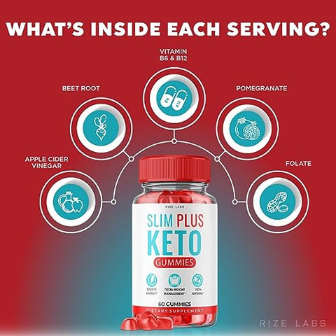 rize labs - Slim Plus Keto ACV Gummies – 5 Pacotes de Gomas de Cetona de Maçã e Vinagre de Maçã para Perda de Peso (300 Gomas)