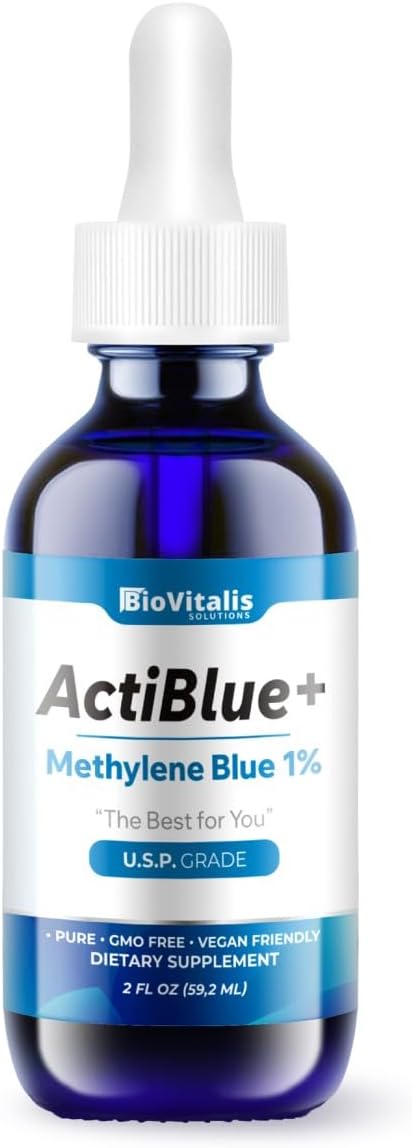 Biovitalis Solutions - Actiblue Methylene Blue 1%: Grau Farmacêutico Certificado ISO Testado por Laboratório Terceirizado 99,9% Sem Formaldeído Sem Álcool Sem Glúten – Compre Agora!