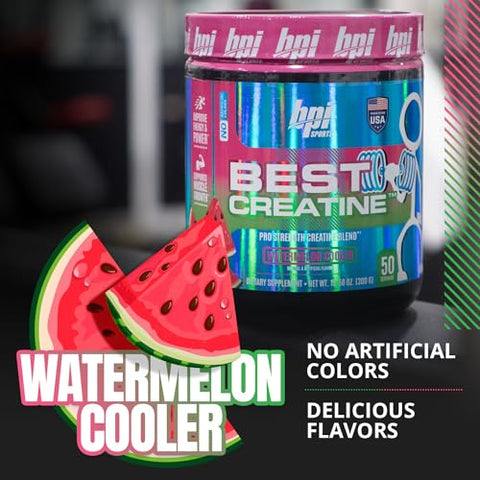 Best Creatine – 6 Formas Avançadas de Creatina – Suporte para Construção Muscular e Recuperação Pós-Treino – Watermelon Cooler, 50 Porções - BPI Sports