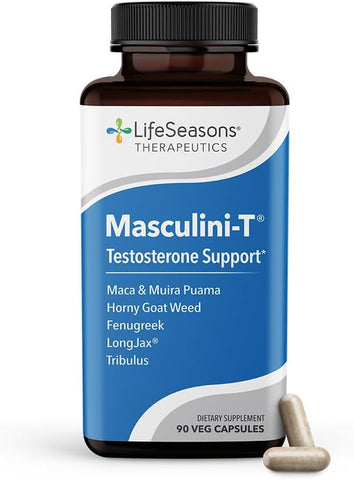 Masculini-T – Suplemento de Suporte à Testosterona – Melhora Mental – 60 cápsulas - LifeSeasons