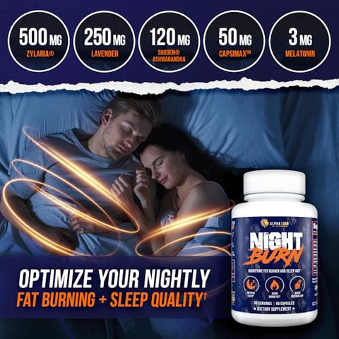 ALPHA LION - Suplemento Alpha Lion Night Burn para Suporte ao Sono, Metabolismo e Crescimento Muscular Magro, Promove Relaxamento e Equilíbrio do Cortisol, com Ashwagandha