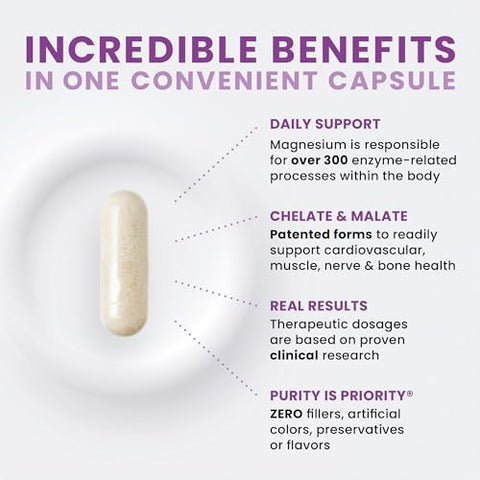 Pure Therapro Rx - Pure TheraPro Rx Optimum Magnesium – 120 Cápsulas Veganas de Liberação Prolongada – Quelato de Lysinate Glycinate de Magnésio