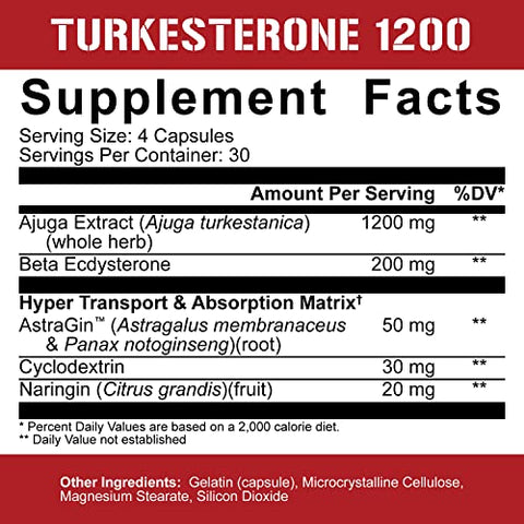 5% Nutrition - 5%% Nutrition Turkesterone 1200 mg 200mg Ecdysterone | Max Pureza | Comprimidos | 200 g