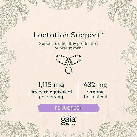 Lactation Support – Suporte à Produção Saudável de Leite em Mães Lactantes* – Feno-grego e Semente de Funcho – 60 Cápsulas Líquidas Veganas Fitoterápicas (20 Dias de Suprimento) - Gaia Herbs