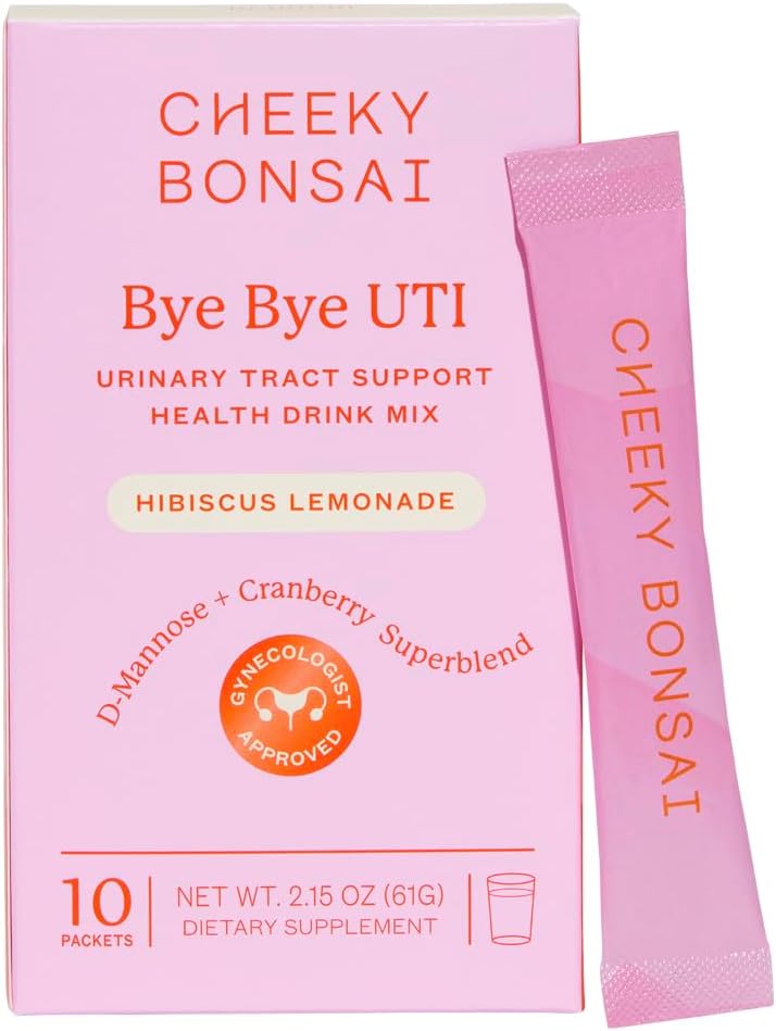 Bye Bye UTI – Pó para Bebida de Suporte ao Trato Urinário | 10 Pacotes | Sabor Limonada de Hibisco – Suporte ao Trato Urinário Saudável, Ação Rápida, Mistura Simples com Água - Cheeky Bonsai
