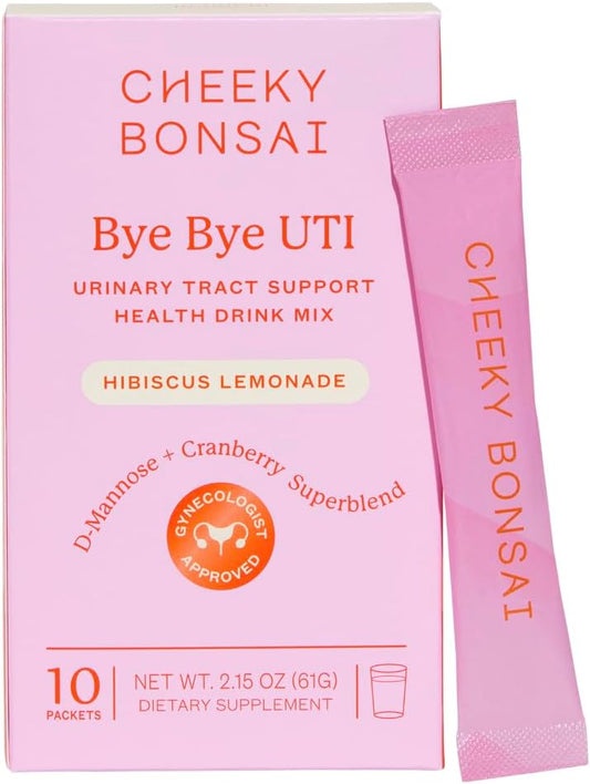 Bye Bye UTI – Pó para Bebida de Suporte ao Trato Urinário | 10 Pacotes | Sabor Limonada de Hibisco – Suporte ao Trato Urinário Saudável, Ação Rápida, Mistura Simples com Água - Cheeky Bonsai