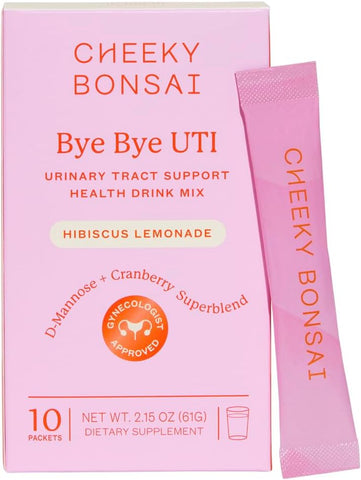 Bye Bye UTI – Pó para Bebida de Suporte ao Trato Urinário | 10 Pacotes | Sabor Limonada de Hibisco – Suporte ao Trato Urinário Saudável, Ação Rápida, Mistura Simples com Água - Cheeky Bonsai