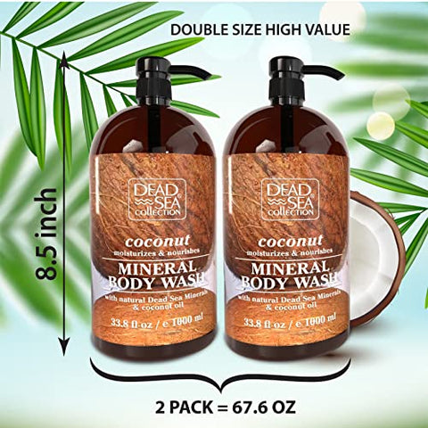 Sabonete Líquido de Coco para Mulheres e Homens – com Minerais do Mar Morto e Óleo de Coco – Limpa e Hidrata a Pele – Pacote com 2 (2000 ml) - Dead Sea Collection