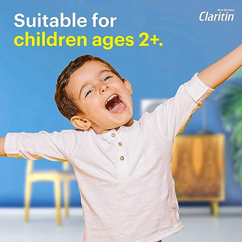 Crianças 24 Horas Medicamento para Alergia para Crianças, Alívio de Alergia sem Sonolência, Antihistamínico Loratadina, Xarope com Sabor de Uva, 240 ml - Claritin