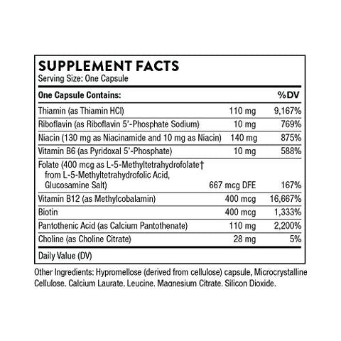 Basic B-Complex – Suplemento de Vitamina B Complexo Pronto para Tecidos com Colina – Suporta Produção de Energia Celular, Saúde Cerebral - THORNE