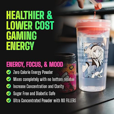 GG Energy Blue (100 Porções) – Energia para Jogos e Mistura Nootrópica Amigável ao Keto, Livre de Açúcar, Cafeína Orgânica, Vitaminas de Suporte Imunológico, Bebida Energética em Pó - Gamer Supps