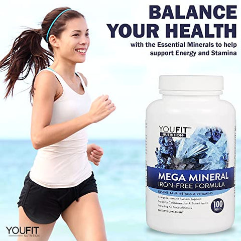 YouFit Nutrition - Youfit Nutrition | Mega Minerals – Fórmula Premium com 72 Minerais Traços | Suporte à Saúde Imunológica | Livre de Ferro | Tudo em Um | 1000mg Cálcio | Fonte de Minerais | 1000g