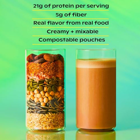 wholier - Proteína Vegetal Orgânica Wholier com Prebióticos. 21g de Proteína Vegana. 5g de Fibra. Casca de Psyllium e Banana Verde para Digestão. Sem Sabores Naturais, Gomas ou Preenchedores. Cacau Cremoso