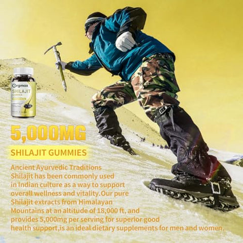 ORGMAX - Shilajit Gummies Orgânicos Puros do Himalaia, 5000MG – Suplemento de Shilajit para Homens