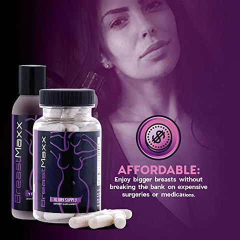Breast Maxx - Kit de Aumento de Seios para Homens e Mulheres – Cápsulas de Aumento de Seios – Creme Natural para Seios