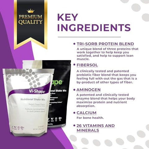 Vi-Shape - Vi Shape Original Shake Nutricional Sabor Creme Doce | 650g (1 Pacote, 24 Porções)