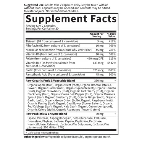 Raw B Complex – Vitamin Code – 60 Cápsulas Veganas, Vitaminas de Alta Potência para Energia - Garden of Life