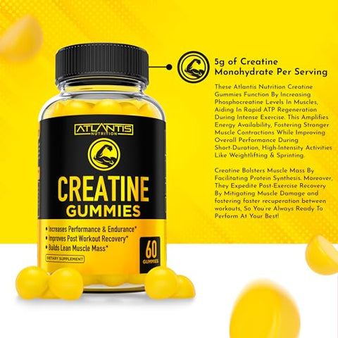 Atlantis Nutrition - Gomas de Creatina Monohidratada para Força – 100g – Marca de Produto