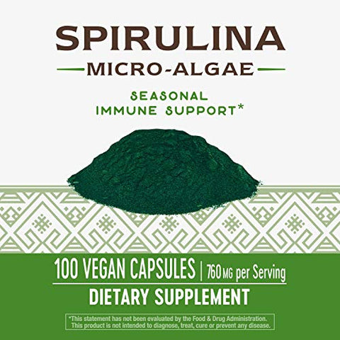 Nature's Way - Nature’s Way Spirulina Micro-Alga, 760 mg por porção – Energia natural e vitalidade