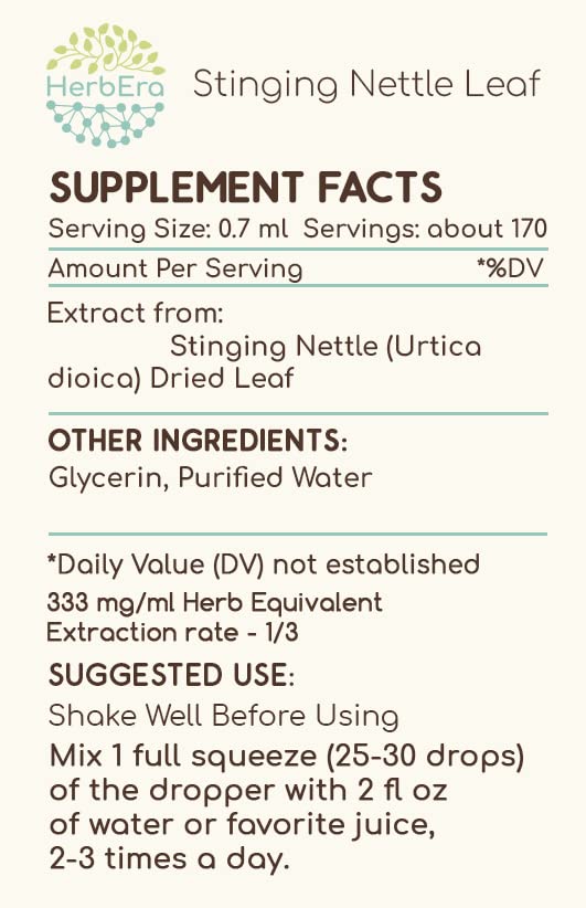HerbEra - Extrato Herbal de Urtiga Dioica B120, Líquido Concentrado sem Álcool, 118 ml (4 fl oz)