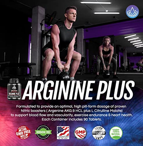 DR. EMIL NUTRITION - Dr. Emil’s ARGININE Plus – L Arginine L Citrulline – 2500 MG Alta Dose NO Booster Comprimidos – Suplemento de Óxido Nítrico para Vascularidade e Saúde Cardíaca (Arginina AAKG e…)