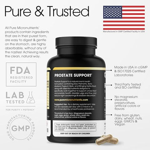 Pure Micronutrients - Suplemento Avançado para Saúde da Próstata – Saw Palmetto, Beta-Sitosterol, Raiz de Urtiga –