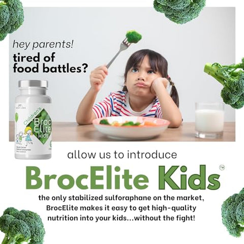 BrocElite - Mara Labs Broc Elite Kids | Suplemento de Brócolis com Extrato de Sulforafano Naturalmente Estabilizado para Crianças | Sem Resíduos de Glifosato | 60 Unidades