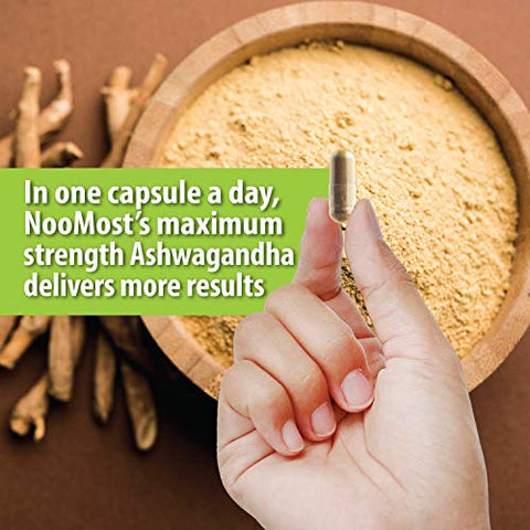 NooMost - Cápsulas de Ashwagandha Orgânica 2700mg c/ Extrato de Pimenta Preta 20mg como Suplementos Veganos de Ashwagandha para Alívio do Estresse, Suporte Natural ao Humor e Energia