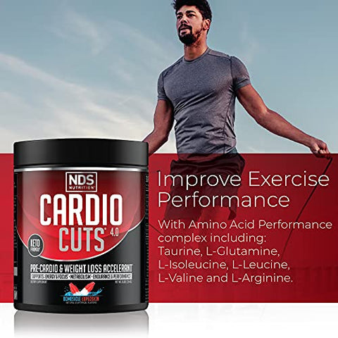 Cardio Cuts - NDS Nutrition 4.0 – Fórmula Avançada de Pré-Treino para Perda de Peso e Cardio com L-Carnitina, CLA, MCTs, L-Glutamina e Óleo de Cártamo – Bombsicle (40 Porções)