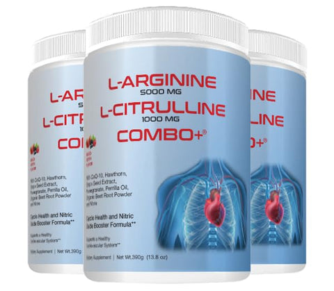Cardio 911 - L-arginina 5000 mg e L-citrulina 1000 mg Combo, Complexo de Suplemento de Óxido Nítrico, Pó para Saúde Cardiovascular, Sabor de Frutas Vermelhas, 475 g