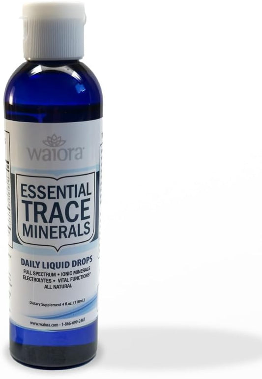 Essential Trace Minerals | Reposição de Minerais Traços Essenciais | 60 Minerais Traços Iônicos | Suporte às Funções Essenciais do Corpo, Equilíbrio de pH | Mais Eletrólitos para Hidratação | Marca Waiora - Waiora