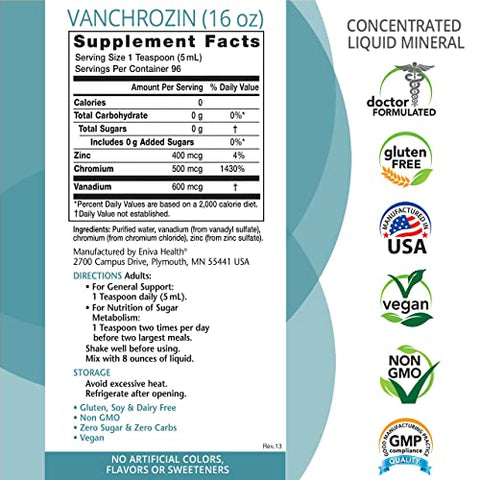 Suplemento Líquido de Minerais Iônicos VANCHROZIN, Vanádio, Cromo – 30ml - Eniva Health
