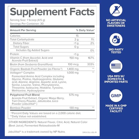 Phyto Collagen Complex – Pó Multivitamínico de Suporte à Força com Vitamina C, Aminoácidos e Polifenóis – Morango Limonada (30 Porções) - Gundry MD