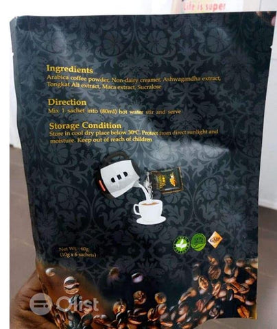 Generic - Superlife Café Instantâneo Energético ManPower com Tongkat Ali, Maca e Raiz de Café Dupla, 6 Unidades (Embalagem de 1)